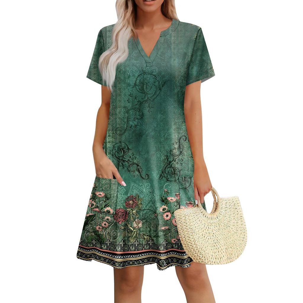 Женское повседневное платье с V-образным вырезом, платье для гостьи на свадьбу, модная одежда с коротким рукавом для пляжного отдыха
