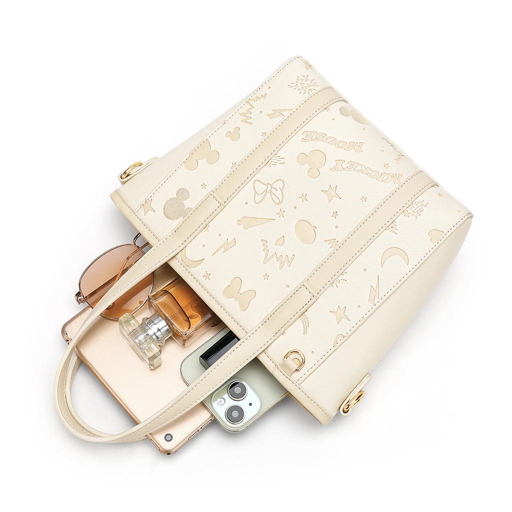 New Disney Mickey PU Tote Shoulder Bag Regular Women's Pink/Ecru DHB41216-A