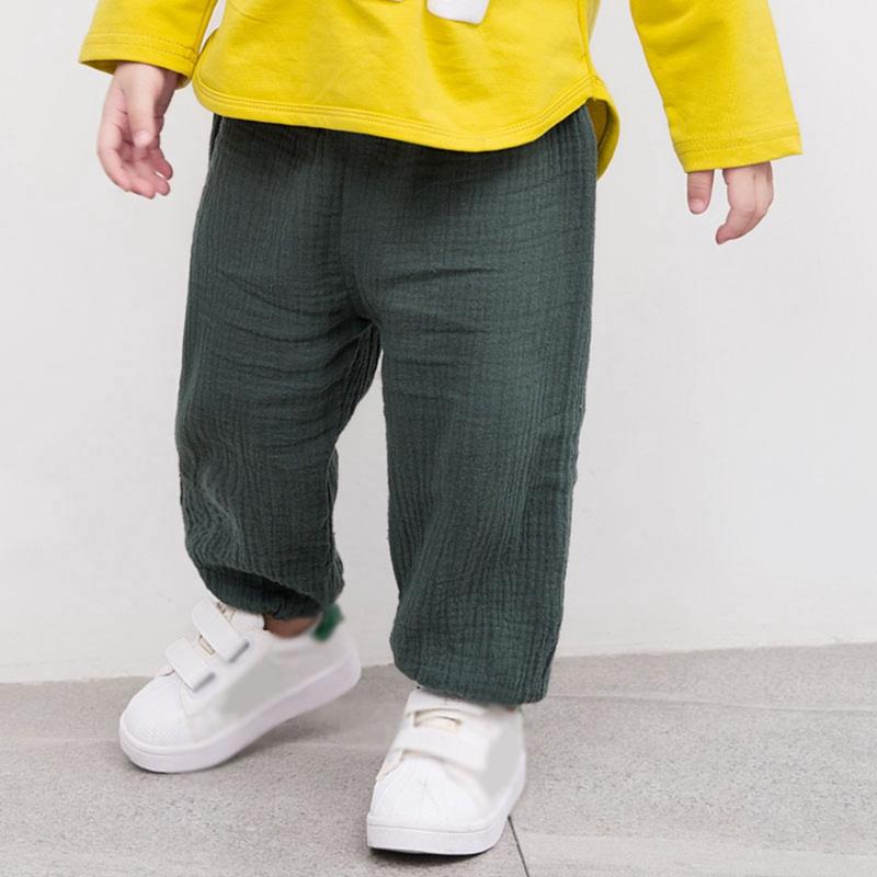 Детские брюки для девочек и мальчиков, однотонные хлопковые длинные шаровары, повседневные детские брюки