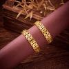 Chinese Style Hollow Coin Rings for Women Couples Simple Gold Plated Money Rings for Wealth and Luck