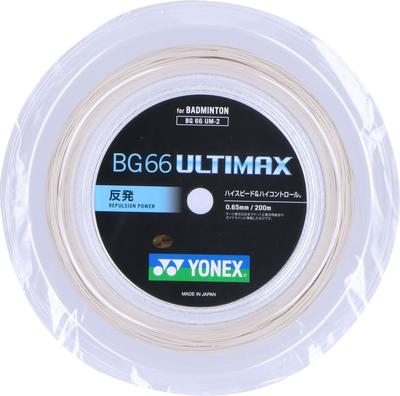 Струны для бадминтона YONEX BG66 Ultimax Metallic 200 м Металлический белый (0.65mm) BG66UM-2 Белый, Рулон, (430)
