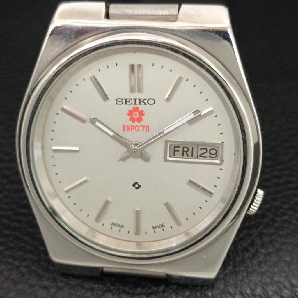 ОРИГИНАЛЬНЫЕ ВИНТАЖНЫЕ АВТОМАТИЧЕСКИЕ МУЖСКИЕ ЧАСЫ SEIKO EXPO 70 ЯПОНИЯ СЕРЕБРЯНЫЙ ЦИФЕРБЛАТ a708790-1