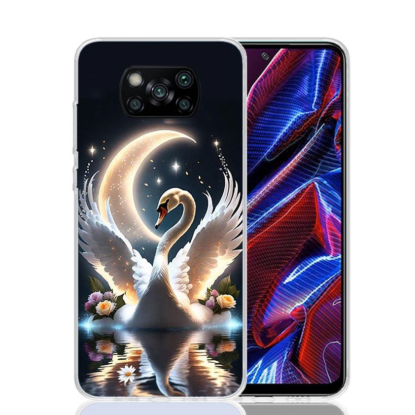 Чехол для телефона 'Белый лебедь' Grace Art для Xiaomi Poco X7 X6 X5 Pro F7 Ultra Redmi 15C 15 13 13C 12 12C 10 10A 10C 9 9A 9C 9T Обложка Poc