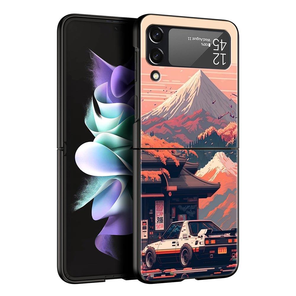 Чехол для телефона Samsung Galaxy Z Flip 3 4 5 6 Складной Черный Корпус JDM Tokyo Drift Спортивный Автомобиль Для Samsung Z Flip4 Flip5 PC Чехол