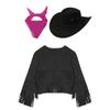 3Pcs Cowboy Costume for Kids Unisex, Fringe Vest Set with Hat & Bandana, Western Cowgirl Halloween Dress Up Outfit