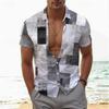 Men's 3D Mixed Color Square Printed Shirt Button Up Shirt Casual Shirt Summer Shirt Short Sleeved Daily Vacation Clothing