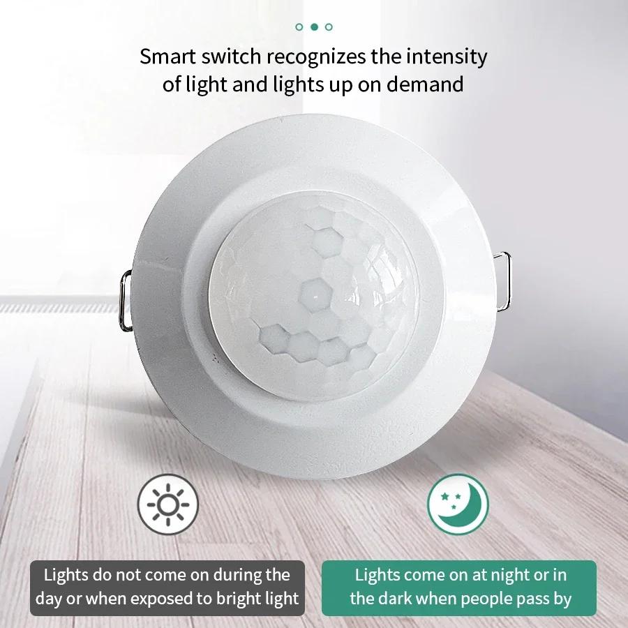 Встроенный PIR-датчик, переключатель переменного/постоянного тока 24-265 В, инфракрасный детектор человеческого тела, регулируемый на 360° светодиодный датчик управления светом, переключатели