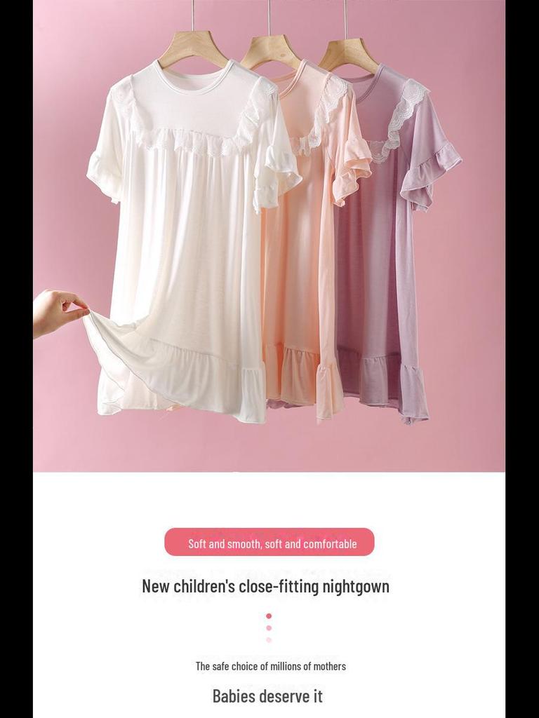 Girls' and Ladies' Nightgowns, Baby Pajamas, Short-Sleeve Mother-Daughter Sets, Parent-Child Homewear.