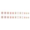 24PCS Blush Fake Nails with Flower Printed Reusable Long Lasting Press on Nails for Working Dating or Partying
