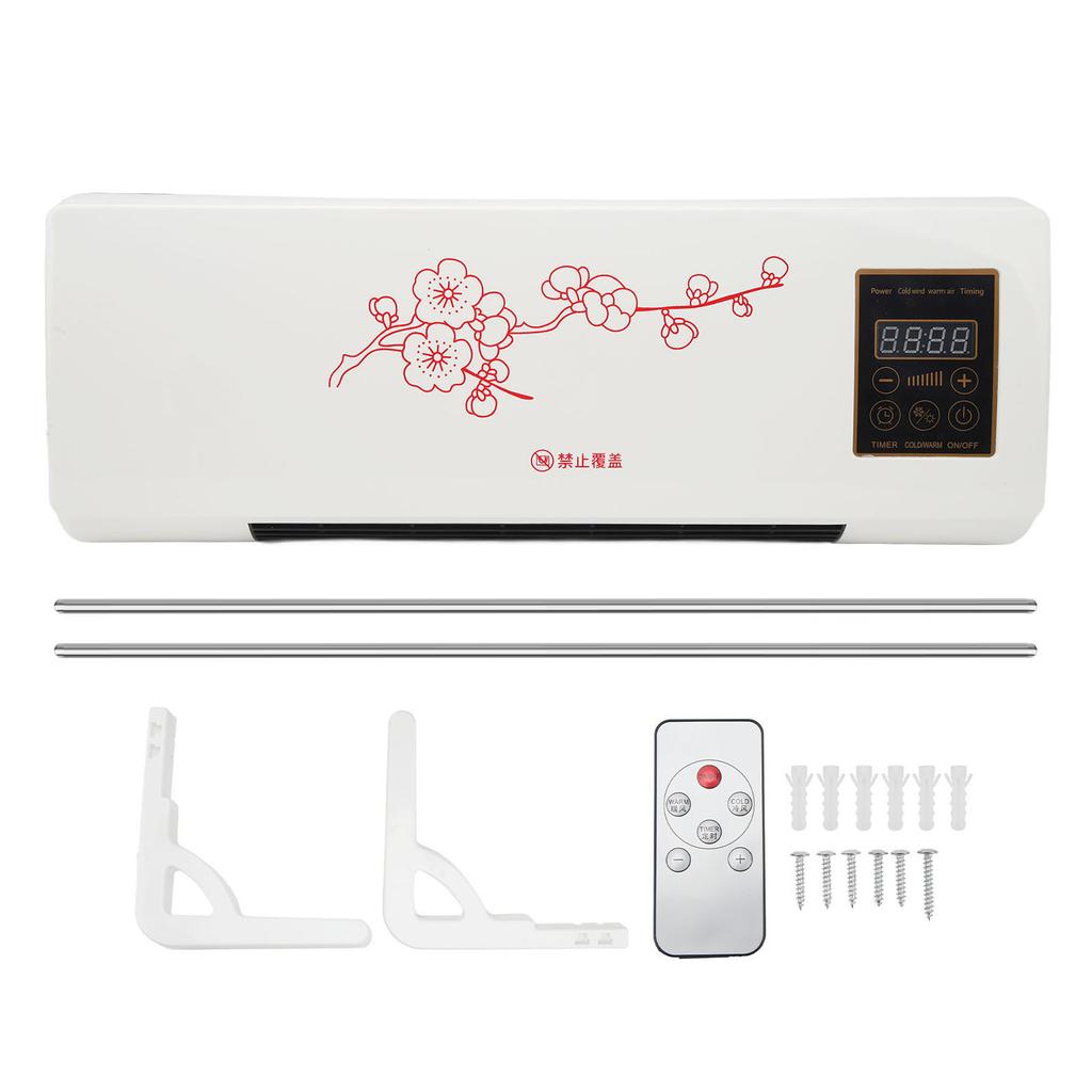 Wall Mounted Air Conditioner Portable Low Noise Electric Space Heater with Touch Display Remote Control Clothes Hanger