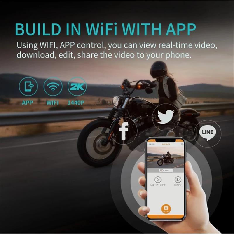 1440P 2K Screen Hd Motorcycle Wifi Camera Video Recorder Dvr G-Sensor Wide Angle