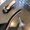 European and American Thin-heeled Rhinestone High-heeled Slippers Women's 2025 Fashion Square Head Large Size Satin One-word Bow Sandals