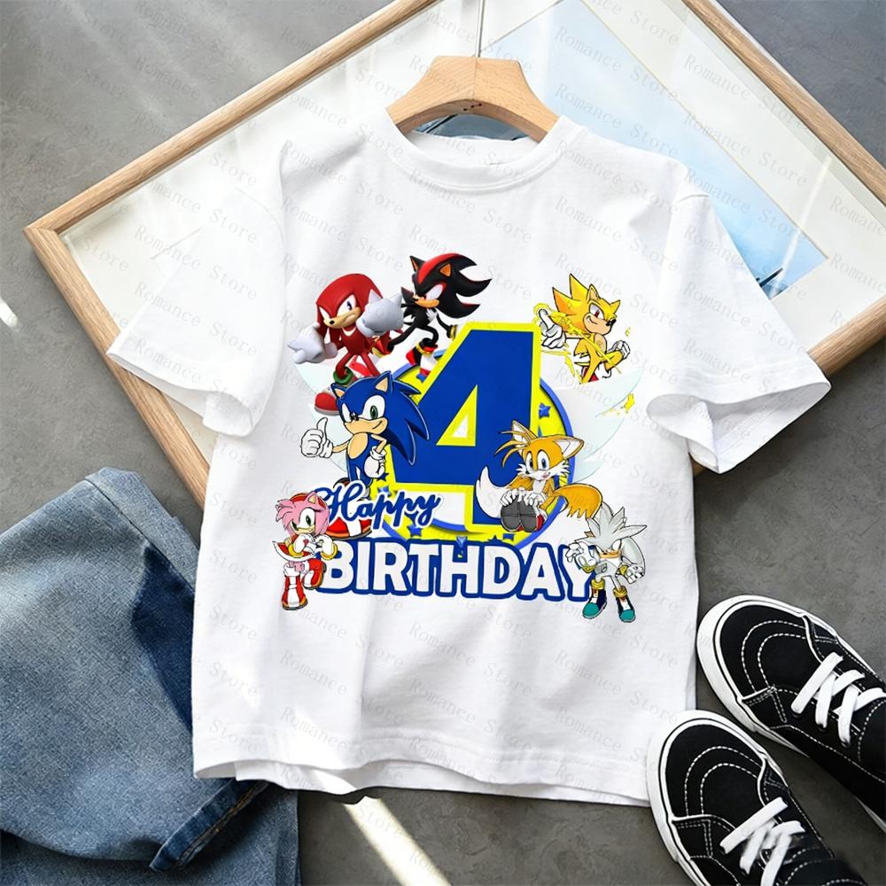 Boys Girls Top Adults Children Parent Child quick dry kid Tshirts Sonic Kid Birthday Print Tops