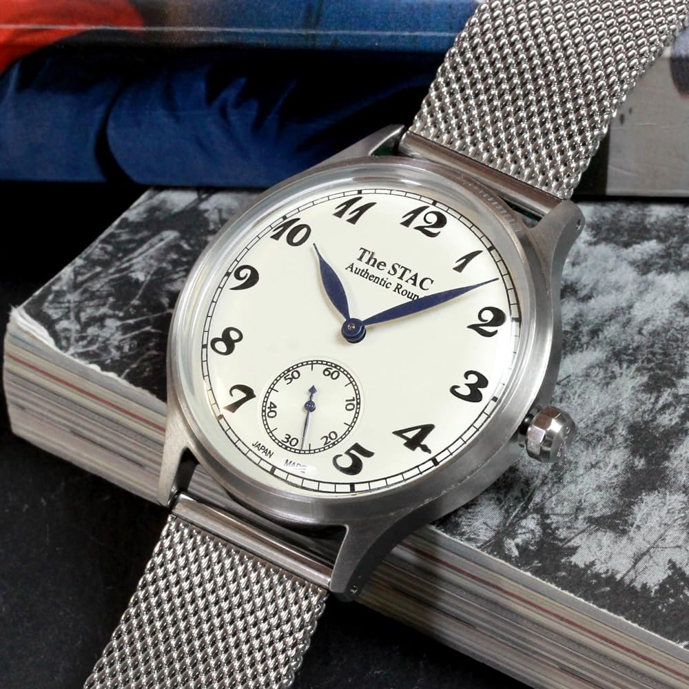 Часы STAC Made in Japan Domestic Watch 36 мм, классические, ретро, унисекс, белый, с сетчатым ремешком из нержавеющей стали [The Stack] для мужчин и женщин ST-AR002