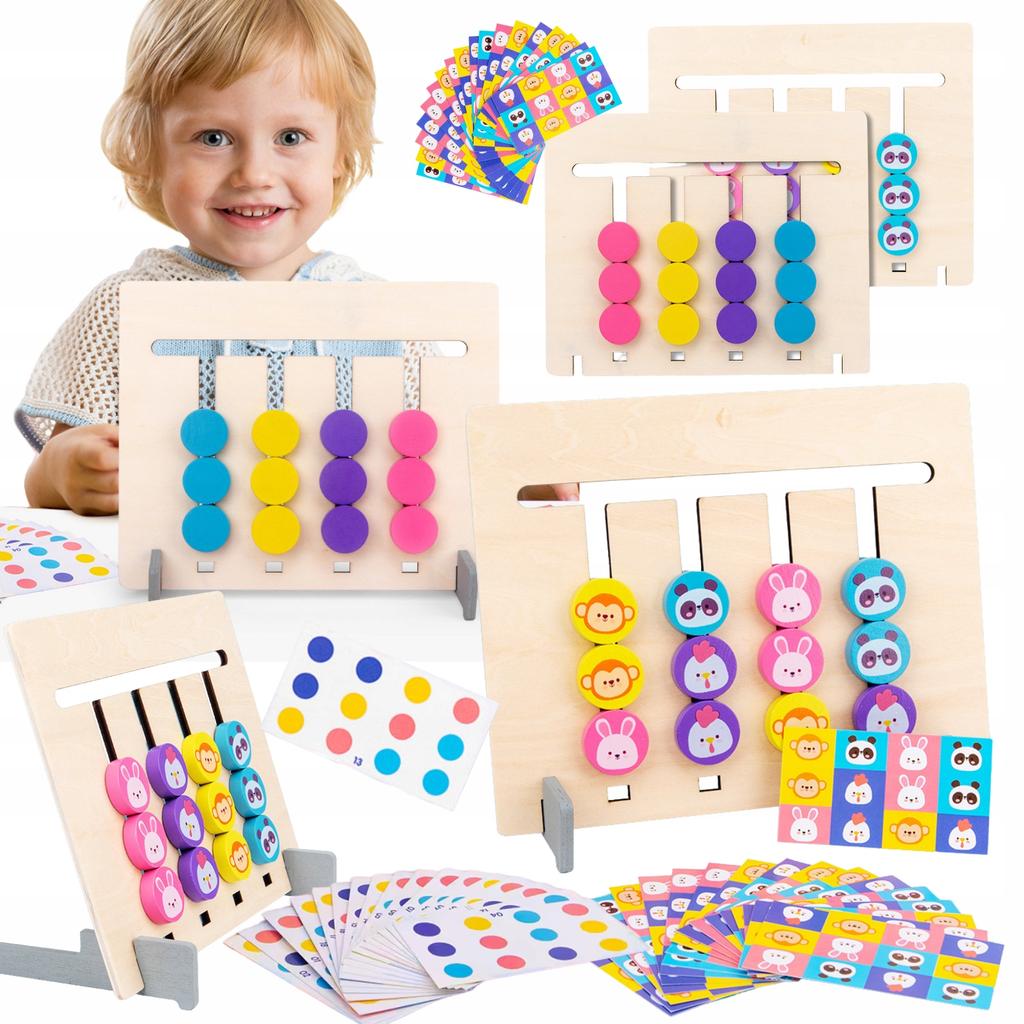 Educational Game Montessori Set Animal Blocks Color Matching