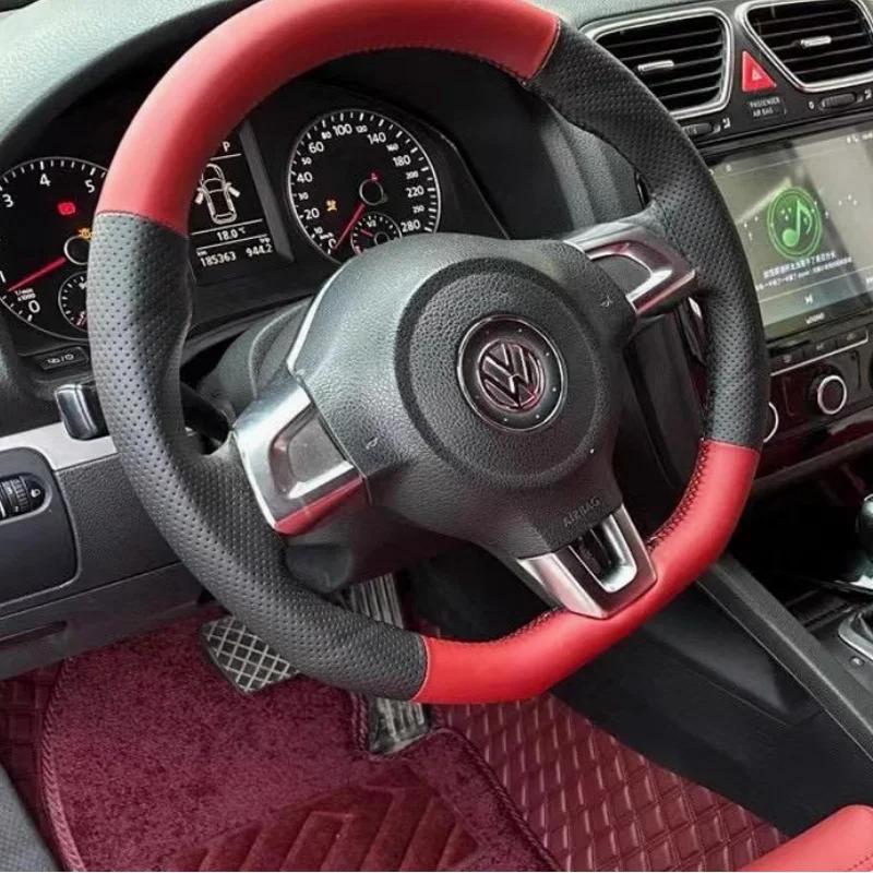 Для Volkswagen VW Golf 6 GTI MK6 VW Jetta GLI Golf R20 Tiguan R-Line Плетеная замшевая накладка на руль автомобиля Защитный аксессуар