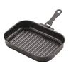 Grill Pan, Black, 25 X 17 Cm, Iron, with Handle, Square, Wave Pattern, Easy Cooking, HB-4229