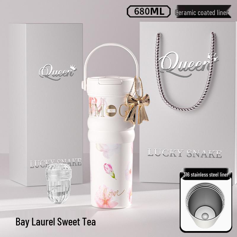 Большая цветочная термокружка из нержавеющей стали для путешествий - Идеально подходит для автомобиля и кофе