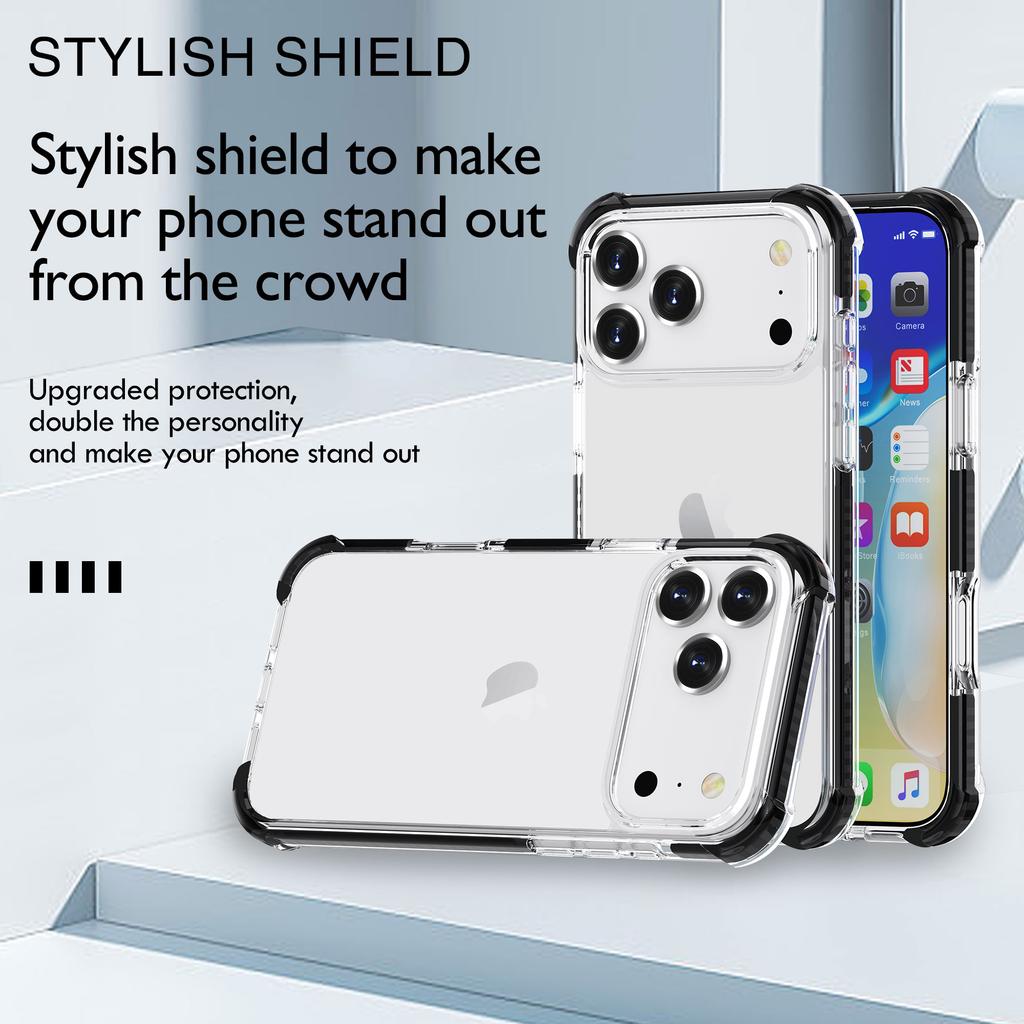 For iPhone 17 Pro Max Case Four Corners Anti Drop Clear TPU + TPE + PC Phone Cover