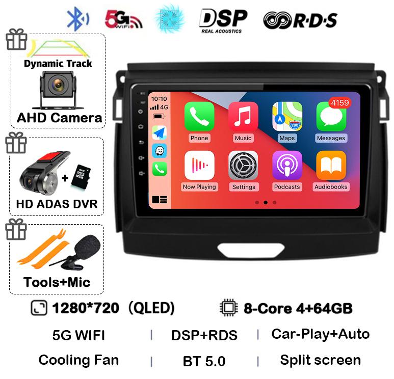 Android 14 Carplay Авто Радио Стерео Для Ford Ranger 2015 2016 2017 2018 2019 2020 GPS Мультимедиа Авторадио Плеер Головное Устройство