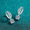 Sterling Moissanite Stud Earrings Women 2ct Total Geometric Letter Design Celestial Theme Elegant Party Jewelry
