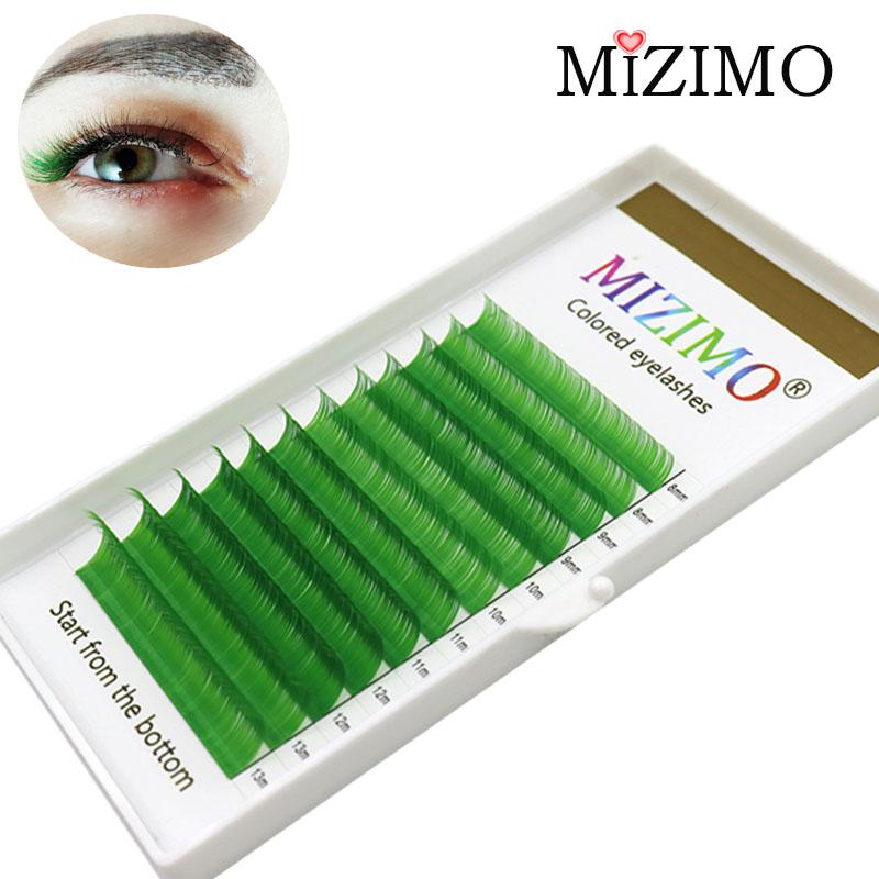 12 Rows Green Color Grafted False Eyelashes, Naturally Soft and Prolonged, Dramatic Eyelashes, Makeup Tools
