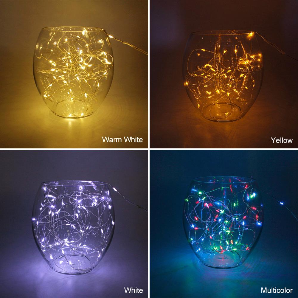 1 м, 2 м, 3 м, 5 м светодиодные гирлянды с серебряной проволокой, фея, 10-50 светодиодов, гирлянда для дома, рождественская елка, украшение для свадебной вечеринки