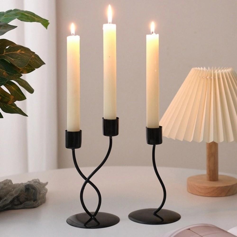Iron Desk Candle Ornament Stable Base Candle Holder Simple Candlestick Crafts  For Dining Room