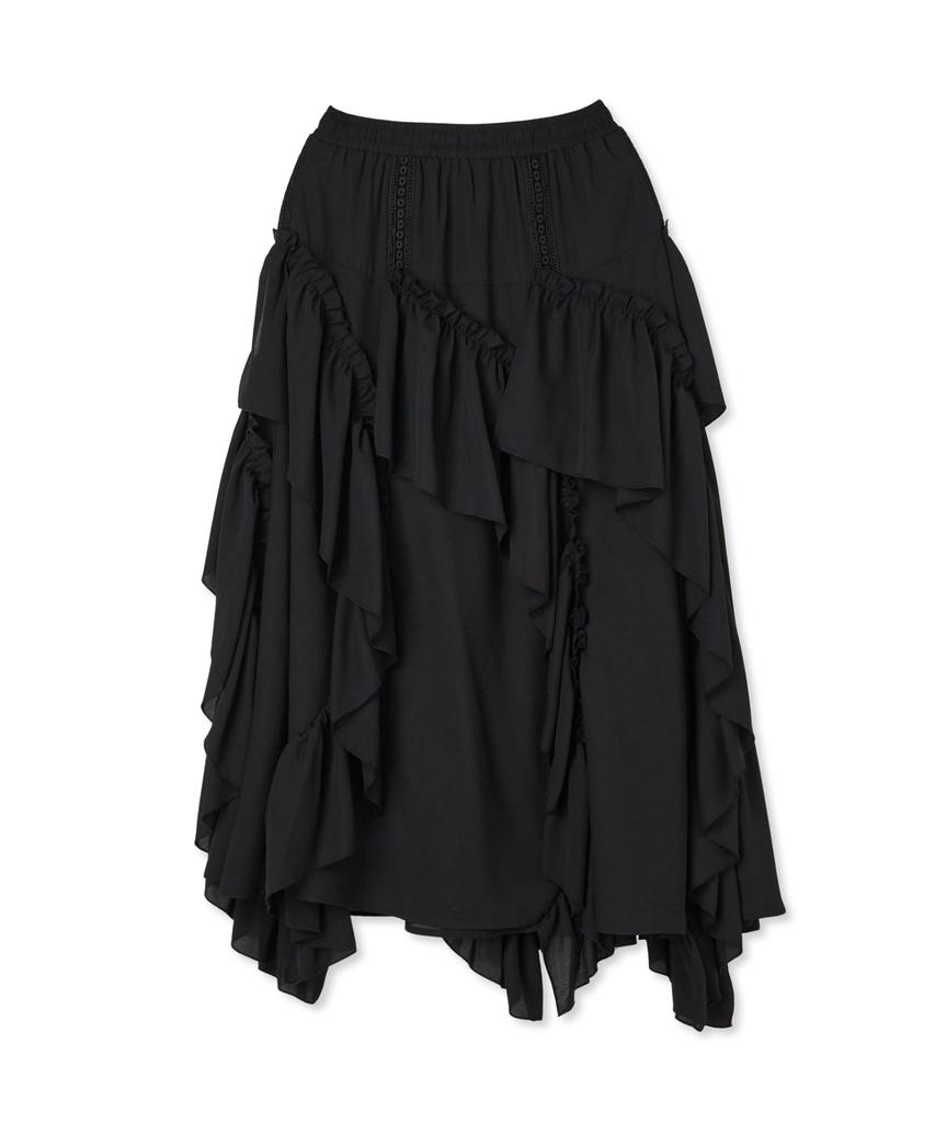Юбка Penfield Boho Chic с диагональной оборкой Черная_Fs2Ws90F