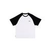 Цветные блоки Открытый Повседневный свитер с круглым вырезом короткий рукав реглан футболка унисекс футболка черный белый YHSU169-1