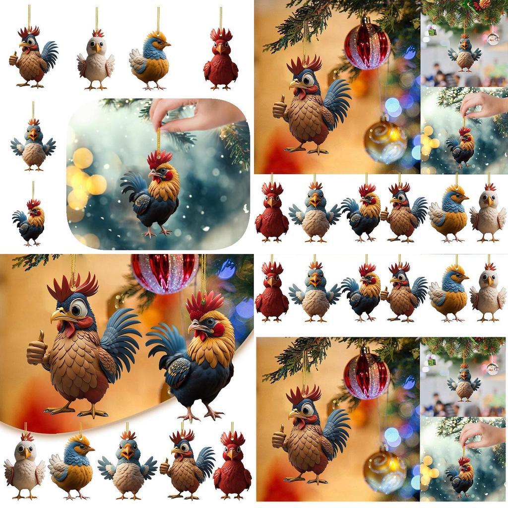 Милая мультяшная курица Акриловая подвеска в машину Украшение на елку Домашний декор