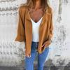Women S Casual Suede Like Lapel Cardigan Solid Color Jacket