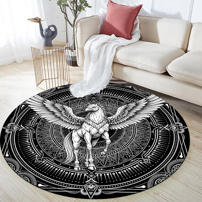 Griffin,Round Area Rug,Carpet Rug for Living Room Bedroom Sofa Playroom Decor,Non-slip Floor Mat