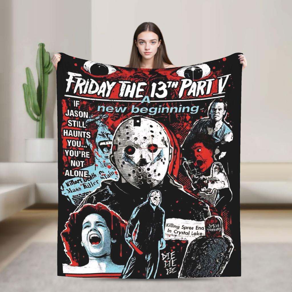 Пятница 13-е Джейсон Вурхиз Плед Пикник Фланель Постельное белье Пледы Для улицы Теплый На заказ Своими руками Качество Покрывало Подарок