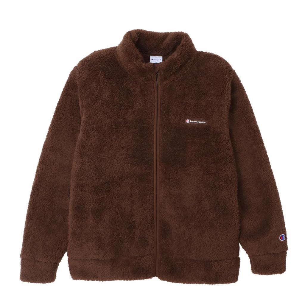 Champion Long Sleeve Script Logo Zip Dark Kids' Jacket, Basic, Brown, CK-A602