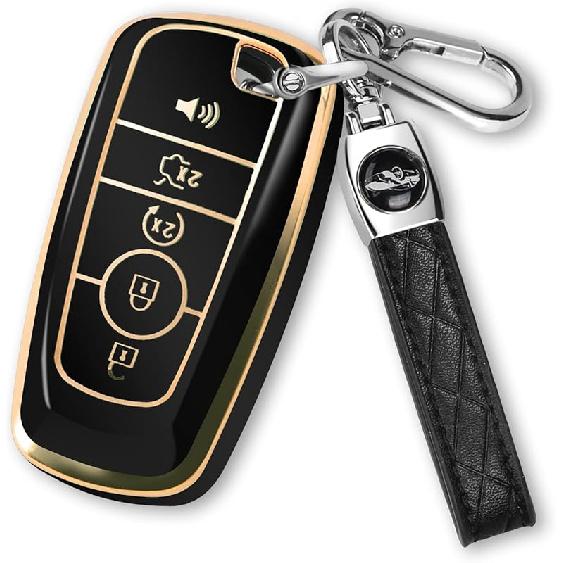 For Ford Key Fob Cover with Keychain, Soft TPU Key Case Shell Full Protection for Ford Explorer Fusion Escape Edge Expedition F150 F250 F350 F450