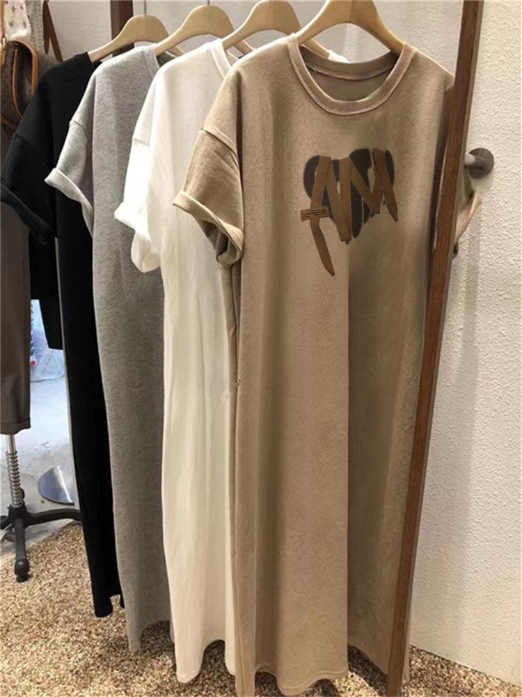 Женское летнее повседневное платье в корейском стиле, свободного кроя, средней длины, выше колена