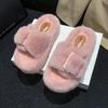 Fashion Women's Fashion Flat Fluffy Slippers Winter New Round Head Open Toe Suede Warm Comfortable Cotton Drag