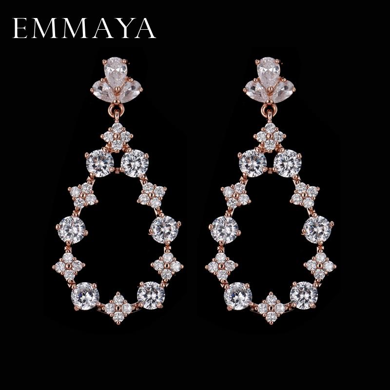 EMMAYA New Eco-Friendly Beautiful Rose Gold Earrings for Women AAA CZ Earring For Girls and Women