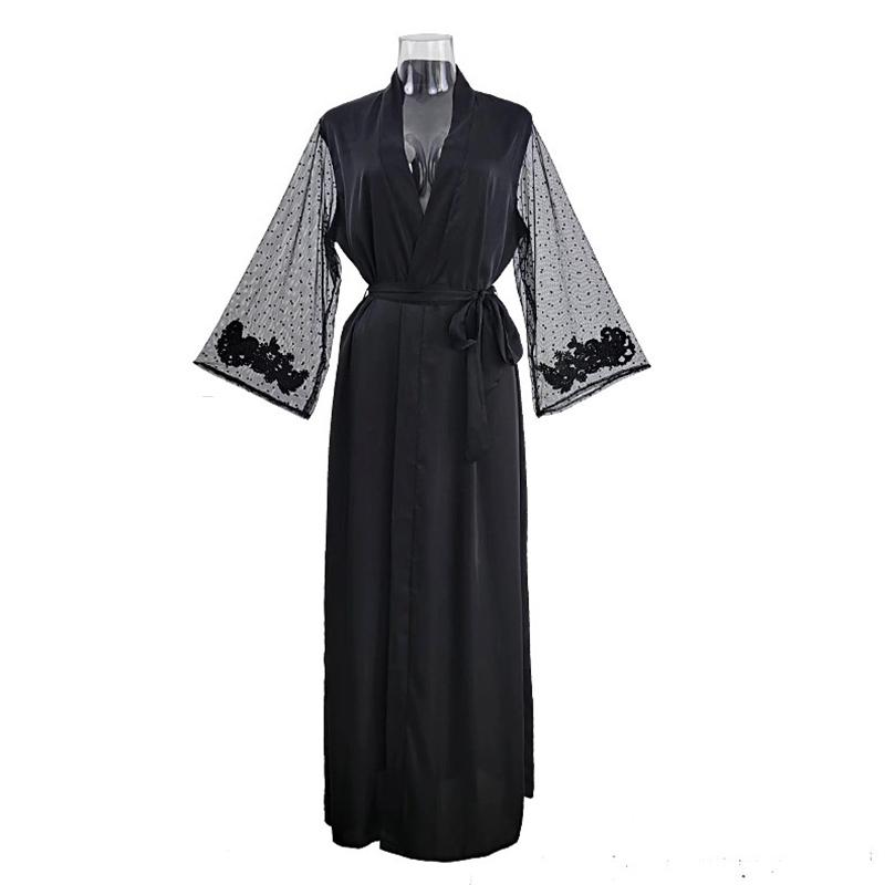 Осенне-зимняя сексуальная свадебная ночная рубашка, удлиненный халат, пижама, женская атласная пижама с длинными рукавами, домашний сервис
