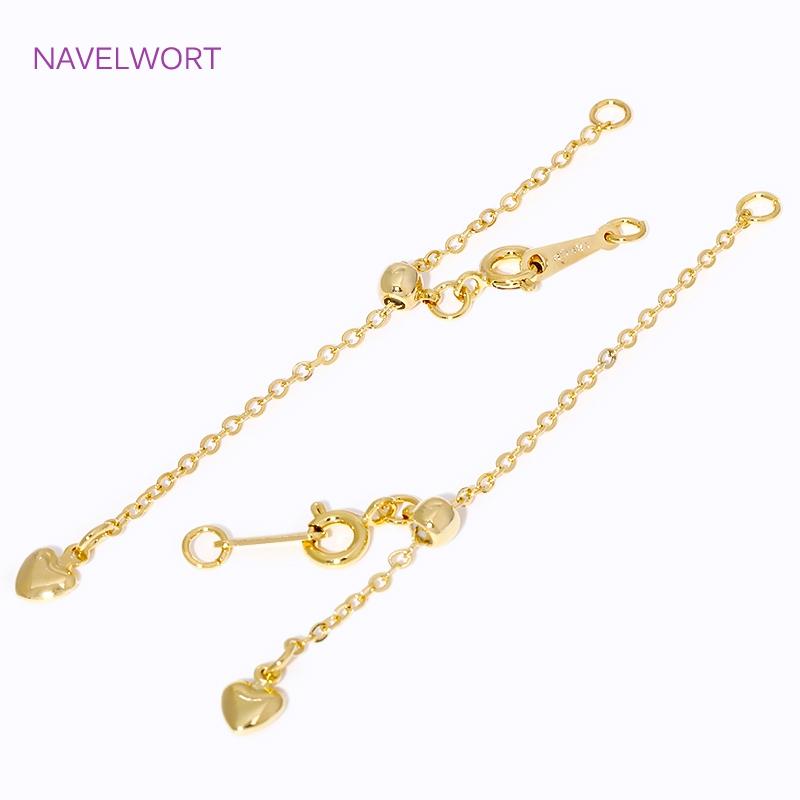 18K Gold Plated Adjustable Extension Tail Chain with Hanging Piece Connectors For DIY Necklace Jewelry Making Accessories