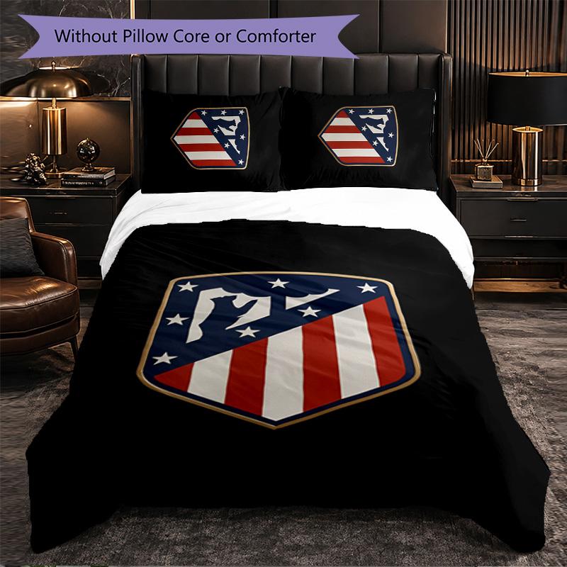Atletico Madrid 3 Piece Bedding Set Soft Duvet Cover Set with Pillowcases Printed Bedroom Decor Set for Home