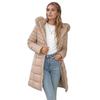 fur collar hooded medium and long cotton clothes women's winter slim and thin waist thickened warm commuting versatile knee cotton-padded clothes
