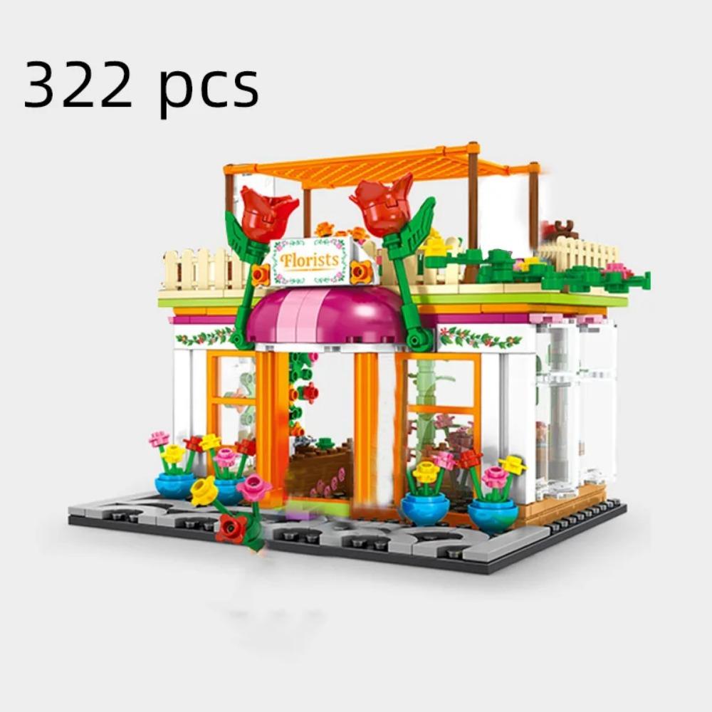 Мини-магазин, наборы для просмотра улиц, модельные строительные блоки, гамбургер, ресторан, розничный магазин, креативная архитектура, друг, город для девочек