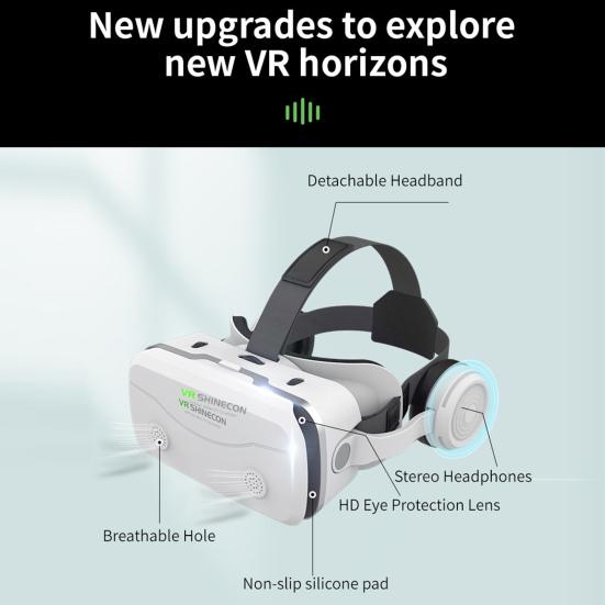 VR Glasses Adjustable 100-Degree Viewing Angle Stereo Sound Ultra-Clear Lens One-click Answer Watch Video Virtual Reality Goggles 3D Glasses