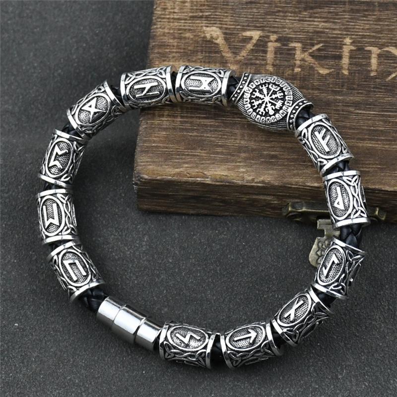 Браслет со скандинавскими рунами Викинго, 13 шт., руны, бусины, Vegvisir, компас, амулет, браслет викингов, славянские аксессуары