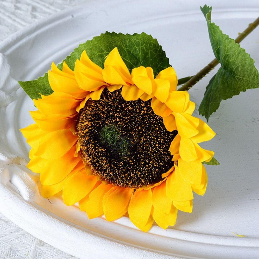 4 Colors Autumn Decoration Flower Yellow Silk Artificial Sunflower Home Decoration