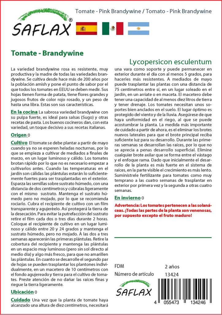 SAFLAX Garden in the Bag - Помидоры - Розовый Брендивайн - 10 семян - С субстратом в подходящем пакете - Lycopersicon esculentum