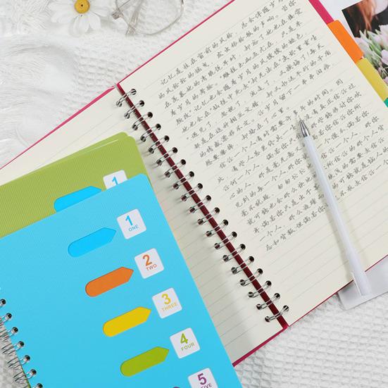 Спиральный блокнот с разделителями, гладкое письмо, утолщенные страницы премиум-класса, A5/B5, спиральное кольцо, блокнот с 5 предметами, офисные принадлежности