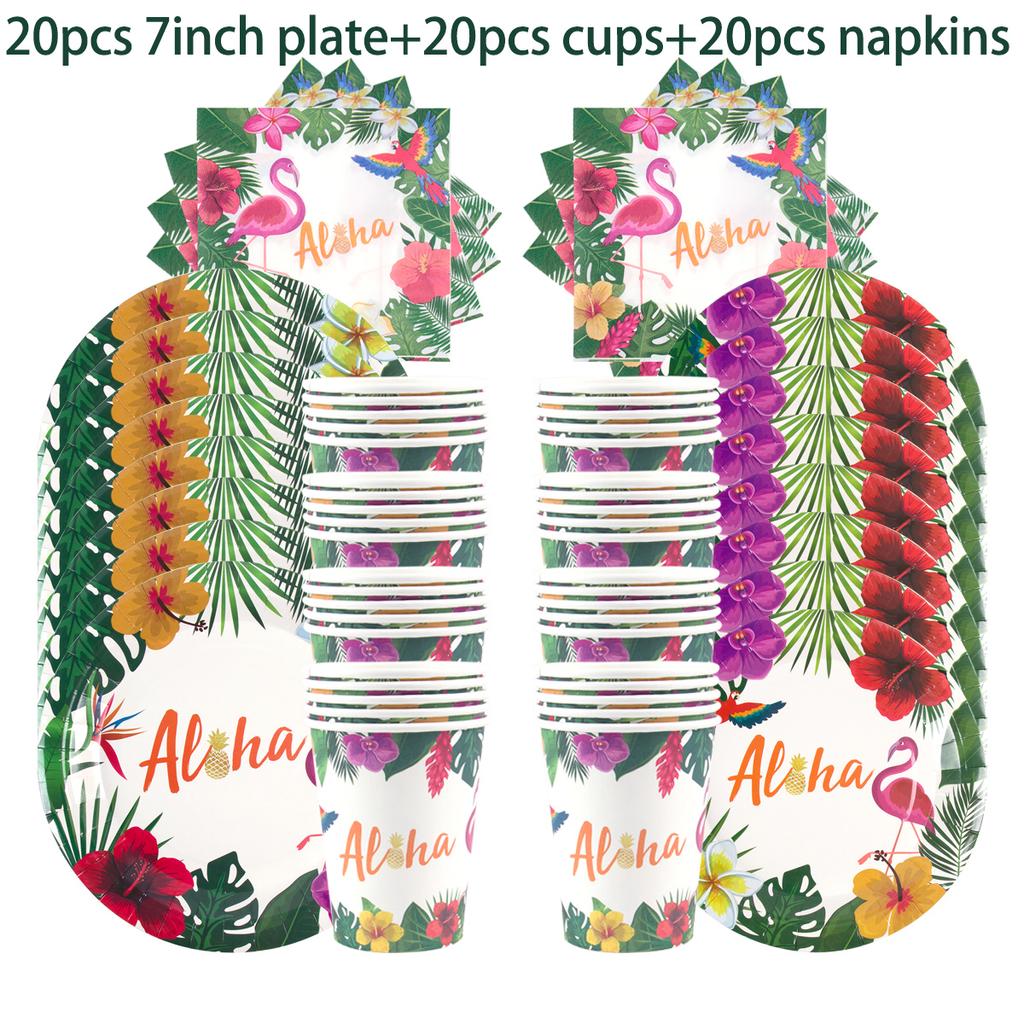 Фламинго гавайская вечеринка украшения Луау одноразовая посуда летние тропические принадлежности для дня рождения свадебное украшение вечеринки